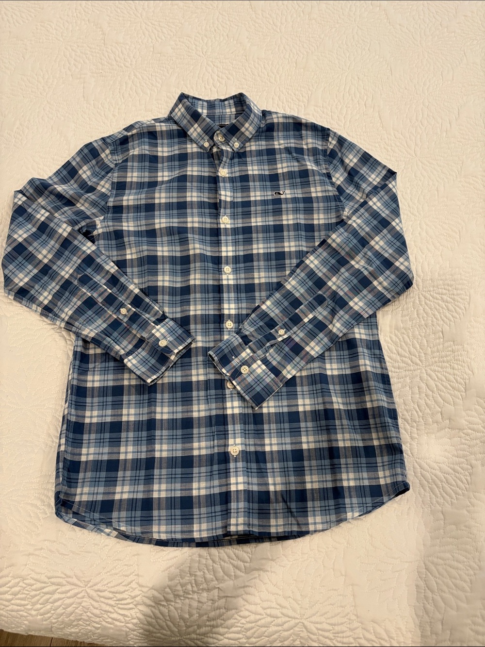 Vineyard Vines boys Blue Plaid Button-Down Shirt Sz 16(L)